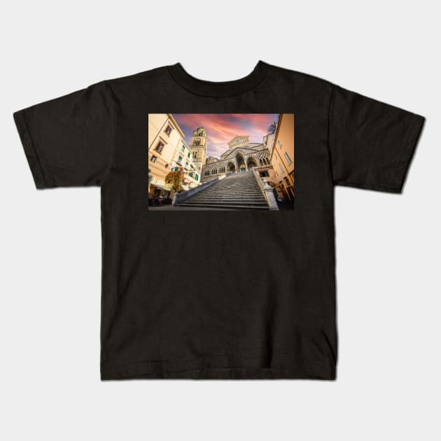 The Amalfi Cathedral bell tower in Amalfi, Italy Kids T-Shirt by mitzobs